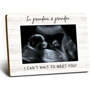Grandparents Hi Grandma Grandpa Picture Frames 4x6, Pregnancy Announcement Wooden Picture Frame, PregnancyAnnouncement For Grandparents Decorative Photo Frames for Table Desk DecorWhite