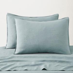 ATLINIA Linen Pillow Cases Standard Sham - 20 x 26 Inch Bed Pillow Protector Cover Set of 2 Bedding Cooling Neutral Pillowcase Shams Dusty Blue
