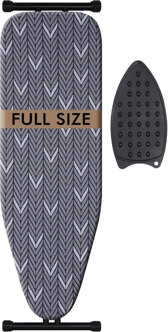Ironing Board Full Size, Metal Construction Iron Board with Extra Thick Heavy Duty Padded Cover, Stable Structure, Anti-Skid Feet (47x16)