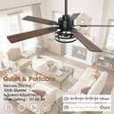 52" Farmhouse Ceiling Fan with Light and Remote, Outdoor Ceiling Fan Dual Finish 5 Blades 6-Speed Quiet and Reversible DC Motor, Ceiling Fans with Light for Bedroom Living Room and Patio