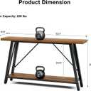 GAZHOME Console Table with Storage Shelf - Industrial Style Sofa Table Behind Couch for Living Room & Entryway, Rustic Brown,53.1 Inch, 53.1x11.9x31.5
