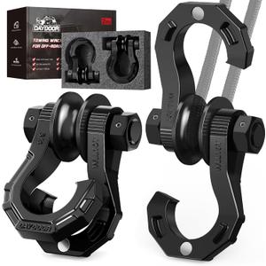 DAYDOOR D Ring Shackles with Snatch Block, 45,000Lbs Break Strength Towing Winch Shackle, 3/4" Heavy Duty Shackles with 7/8" Screw Pin for Off Road Vehicle Recovery(2 Pack, Black)