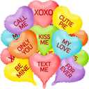 18 Pcs Valentine's Day Decorations Heart Shaped Balloons, 18 Inch Colorful Foil Candy Heart Balloons XOXO LOVE BE MINE Conversation Heart Helium Balloon for Valentines Galentine's Day Party Decor (Green, Orange, Yellow, Purple, Pink, Blue)