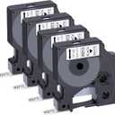 4-Pack Label Maker Tape Compatible with DYMO D1 Label Tape 45013 S0720530 Black on White 1/2 Inch x 23 Feet for Dymo Label Maker Refills LabelManager 160 280 210D 360D 420P PnP 220P 260P 500TS