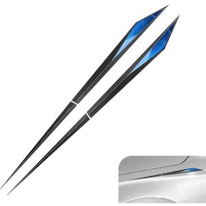 2 PCS Car Side Doors Blade Emblem Stickers, TPU 3D Fender Side Decoration Trim, Self-Adhesive Fashion Car Body Engine Hood Decal, Universal for Most Cars (Blue)