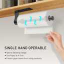 SetSail Paper Towel Holder, Single Hand Operable Paper Towel Holder Under Cabinet with Adjustable Damper, Easy Tear, Wall Mount, Self-Adhesive or Drilled for Kitchen Bathroom, Black, 1 Pack