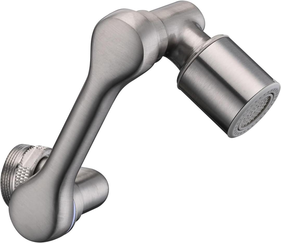 Universal 1080 Swivel Bathroom Faucet Extender with 2 Modes Rotating Faucet Attachment Aerator for kitchen Sink Brushed Nickel