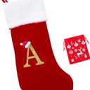 EHJYO 20 Inches Monogram Christmas Stockings with Letters Large Super Soft Christmas Stockings, Red Velvet with White Plush Cuff Embroidered Xmas Stocking for Christmas Family Decor Letter A