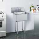 VEVOR Stainless Steel Prep & Utility Sink, 1 Compartment Free Standing Small Sink Include Faucet & legs, 21"x18" Commercial Single Bowl Sinks for Garage, Restaurant, Kitchen, Laundry