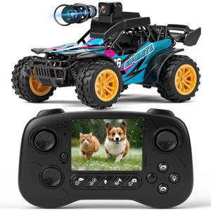 suangrc RC Truck with FPV Camera, 2.4GHz Remote Control Car, 2.4" LCD Screen, 45 Adjustable Camera, RC Car with 2 Speed Modes, Rechargeable Off-Road Truck for Adults Beginners