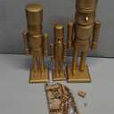 3 Pack Christmas Nutcracker Figures with Velvet Bow 12'' 10'' 8'' Gold Wooden Nutcracker Soldiers Traditional Christmas Decorations Classic Holiday Ornament for Mantel, Tabletop & Xmas Home Decor