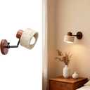 Faux Travertine Wall Sconce, 4.7" Hardwired Wall Mounted Light, 180° Rotatable Mid Century Modern Marble Lamp for Bedroom, Bedside, Reading (E26 Bulb Not Included)