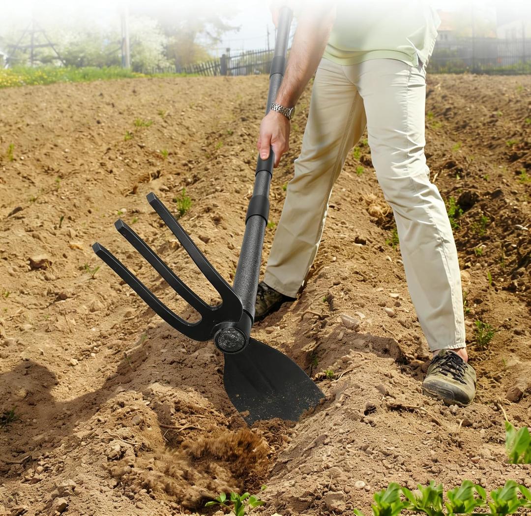 Adjustable Garden Hoe Multi-Purpose Weeding & Digging Tool with Ergonomic Handle, Length (16"-60"), Rust-Proof Coated Steel, Heavy Duty for Farm, Yard, Gardening