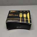 Dealusy 200 Count Heavy Duty Gold Plastic Silverware, 100 Forks, 50 Spoons, 50 Knives, BPA-Free, Heat Resistant, Disposable Plastic Utensils Set Cutlery Set, Plasticware Bulk