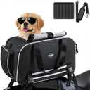 Motorcycle Dog Carrier, Expandable Airline Approved Pet Carrier with Stable Frame, Collapsible Soft-Sided Travel Puppy Shoulder Bag for Small Cats and Dogs Under 17 lbs