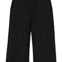 PRETTYGARDEN Womens Summer Outfits 2 Piece Sets Casual Ribbed Knit Crop Tube Top Wide Leg Pants Spring Matching Lounge Set (Large, Black)