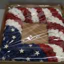 18 Inch Patriotic Red White Blue Large Size Square Shape Flower Wreath for Front Door, Forth of July American Flag Color Soft Touch Floral Wreath for Indoor and Outdoor, July 4th Wreath