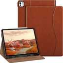 Fintie Folio Case for iPad Pro 13-inch (M5) 2025 / (M4) 2024, Multi-Angle Viewing Protective Stand Cover with Pencil Holder & Pocket, Auto Sleep/Wake, Brown