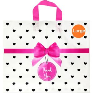 Linxlily Thank You Shopping Pink Plastic Bags Open Bottom 50 pack 17" W x 14" H Inches for Boutique Small Business Retail Gifts Bolsas De Plastico Para Negocio Linxlily Thank You Shopping Pink Plastic Bags Open Bottom 50 pack 17" W x 14" H Inches for Boutique Small Business Retail Gifts Bolsas De Plastico Para Negocio
