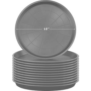 Eccliy 12 Pcs Plastic Plant Saucers Round Plant Tray Large Flower Pot Heavy Duty Planter Water Trays Thick Planter Drip Saucers for Indoors and Outdoors(18 Inch,Gray)