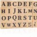 28-Piece Wooden Alphabet Stamps Set, 1 Inch Rubber Stamps, Retro Capital Letter Stamps Seal Series for Crafting, DIY Projects, Card Making, Scrapbook (Letter Stamps)
