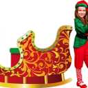 5 Feet Santa Claus Sleigh Cardboard Cutout Standup Large Christmas Winter Holiday Party Decoration Life Size Xmas Santa's Sleigh Photo Props Party Back Drops for Christmas Winter Holidays Party Decor