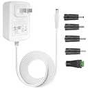 Gonine 24V 1A Power Supply Adapter White, 100-240V AC to DC Converter, 5 Plug Tips for LED Strip Lights etc (Not Battery Charger)