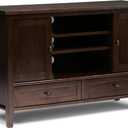 SIMPLIHOME Warm Shaker TV Stand - 47 inch Wide Solid Wood Media Console in Tobacco Brown, Transitional Entertainment Center for TVs up to 50 Inches with 2 Cabinets, 2 Drawers, and Cord Management