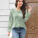 Disamer Long Sleeve Shirts for Women Fall Clothes Teacher Outfits 2026 Button Blouses Dressy Casual Square Neck Tunic Tops (M)