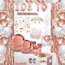274 Pcs Rose Gold Bridal Shower Decorations, Bachelorette Party Decorations Favors - "BRIDE TO BE" Banner, Veil, Balloon, Photo Props, Tableware with Rose Gold for 25 Guests