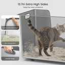 Stainless Steel Cat Litter Box with 13.8" High Sides, XL Metal Litter Box for Large & Multi Cats, One-Piece Kitten Litter Pan Pet Toilet with Wheels for Easy Moving, Easy to Clean, Anti-Leak