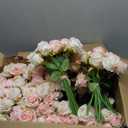Artificial Roses Flowers 12 Heads Arrangement Silk Bouquet for Home Office Parties Bridal and Wedding Decoration (Pink with Champagne)