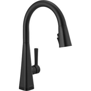 Delta Faucet Lenta Touchless Kitchen Faucet with Touch Technology, Black Kitchen Sink Faucet with Pull Down Sprayer, Matte Black 19802TLZ-BL-DST