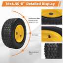 2-Pack 16x6.50-8 Tubeless Tires and Wheels, 3/4-Inch Bearingswith Extra 1-Inch Bushings, 3"-5" Offset Hub, 550 lbs Load Capacity, Fits 3/4" and 1" Axles for Riding Mowers, Lawn Tractors, and More.