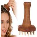 24teeth Copper Head Massage Comb for Body and Scalp Meridian Point Massager Brush for Body and Scalp Relief Body Massage Brush for Cellulite Remover Chinese SPA Gua Sha Tool Wooden Handle