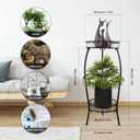 Tall Plant Stand Indoor Outdoor, 2Tier Metal Potted Flower Pot Stand, Heavy Duty Iron Planter Shelves Rack Anti-rust, 27" (Black)