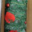 9Ft Pre-lit Christmas Garland with LED Lights Battery Operated, Holiday Decoration Stairs Wall Mantle Door Indoor Outdoor, Decorated with Red Flower, Balls, Berries, Snowy Pine, Christmas Collection