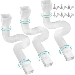 3 Pack Rain Gutter Downspout Extensions Flexible,Downspout Diverter Extendable From 21" To 58". Downspout Extender Is Suitable For Most Drain Pipe (White)