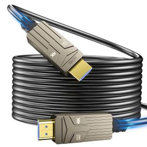 Soonsoonic Fiber Optic HDMI Cable 75ft,18Gbps 4K@60Hz(4:4:4) Unidirectional Active 2.0 Cord,Support HDR10 ARC HDCP 2.2 3D CEC Atmos DTS:X, Ultra high Speed Flexible and Slim22.5m