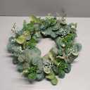Eucalyptus Wreaths for Front Door 24", Handmade Green Leaves Wreath for Summer, Spring and All Seasons, Greenery Floral Wreath for Wall and Outside