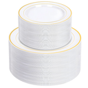 NOCCUR 120PCS White and Gold Plastic Plates  10.25inch and 7.5inch Gold Disposable Plates Set Heavy Duty for Party/Wedding