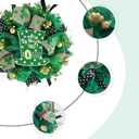 TEMPUS 16 Inch St. Patricks Wreath Decor Artificial Spring Shamrock Door Hanging with Mesh Tube, Yarn Ribbon & Berries, Indoor/Outdoor Holiday Wall Decor for Home, Farmhouse, Gifts