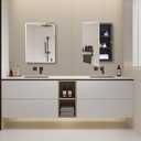 IDYLLOR Black Plastic Bathroom Medicine Mirror Cabinet Beveled Edge, 16 x 20 inch, Surface and Recessed Mount