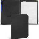 Samsill Classic Collection Business Portfolio - Executive Padfolio for Resume & Document Organizer - 8.5 by 11-Inch Legal Pad, Faux Leather with Brass Corners (Black)