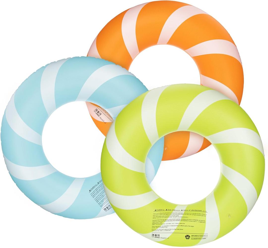 Bestrip Pool Floats Adult Size for Kids Age 8-12 Adults Inflatable Floats Swimming Ring Toys Beach Pool Party Lake Use (Blue & Yellow & Green)