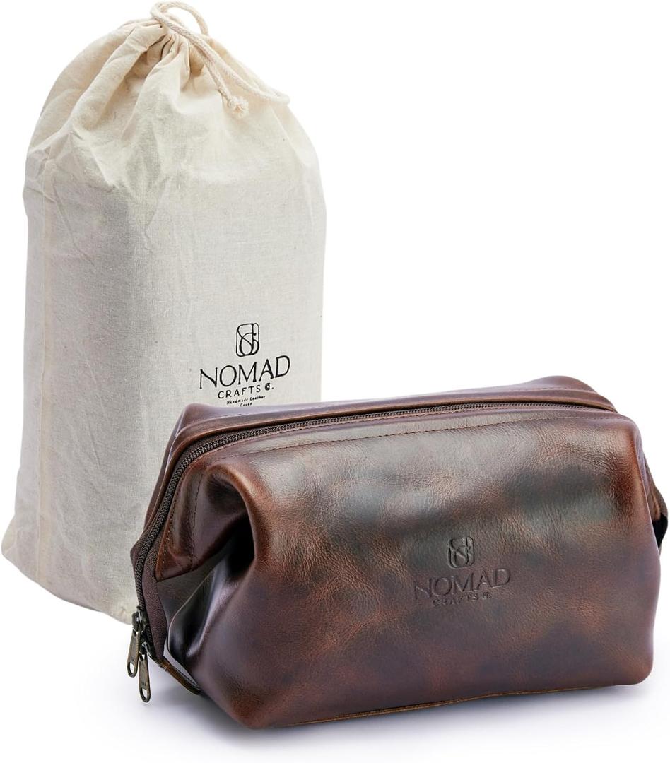 Premium Leather Travel Toiletry Bag for Men and Women, King-Size Dopp Kit with Waterproof Lining, Mens Toiletry Travel Bag, Men's Toiletry Bag, Mens Travel Bag Toiletry Kit, Leather Toiletry Bag Men