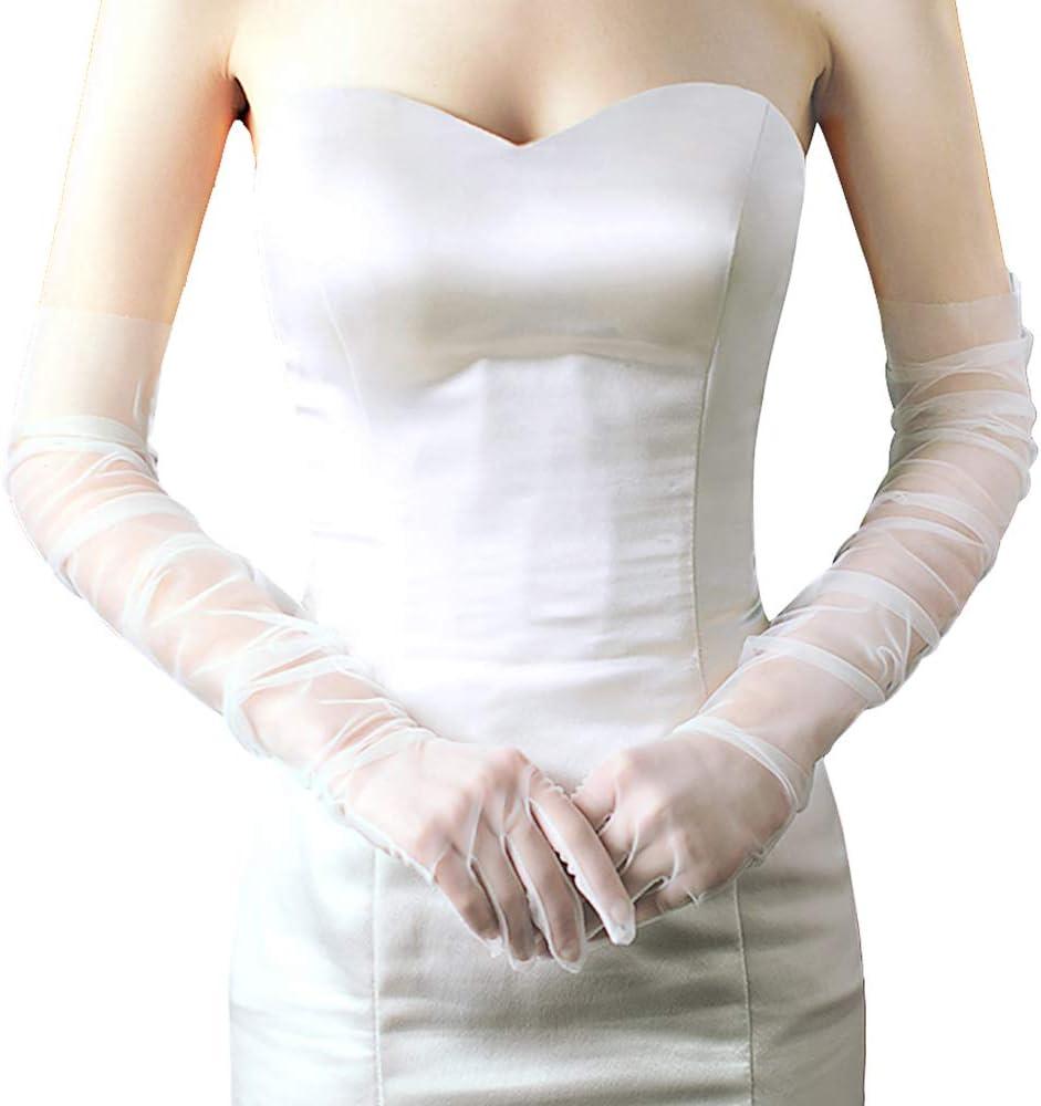 4 x BABEYOND Mesh Gloves for Women - Long Tulle Gloves Wedding Opera Bridal Sheer Elbow Length Flapper Accessories for Brides
