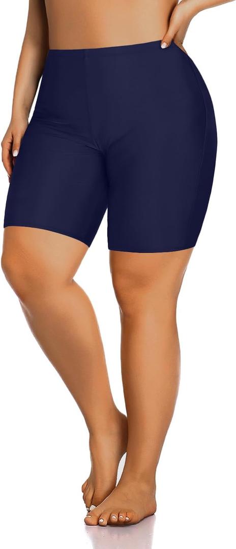 Aqua Eve Plus Size Swim Shorts Women Tummy Control Swimsuit Bottoms High Waisted Bikini Bottom, Blue, 24 Plus