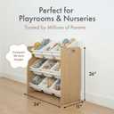 Humble Crew Toy Storage Organizer with 9 Removable Storage Bins for Kids Playroom, 3-Tier Toy Organization, Natural Wood/White