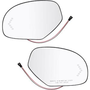 Left and Right Side Heated Mirror Glass with LED Turn Signal 2007-2014 Replacement for Cadillac Escaladeb Chevy Avalanche GMC Sierra Yukon 1500 2500 2500HD 3500HD GM1324138 GM1325138